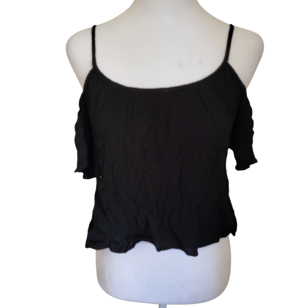 One Clothing Cold Shoulder Top Black sz XS